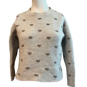 Splendid Ladies Small Gray Heart Sweater Crewneck Cotton Cropped Wool Soft $168